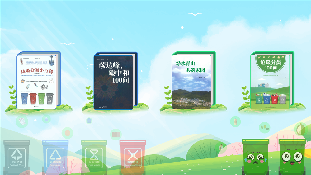 环保展厅互动装置_垃圾分类体感翻书系统_环保知识电子书
