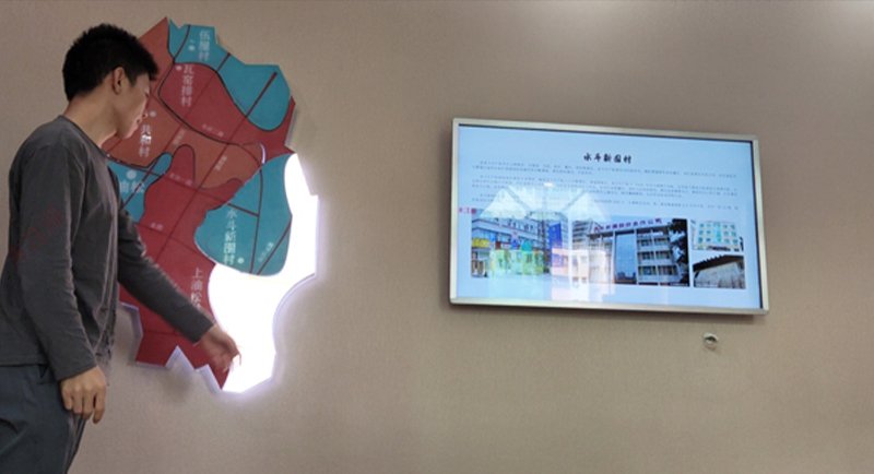 墙面雷达感应互动软件-展厅地图感应互动装置-墙面灯箱互动
