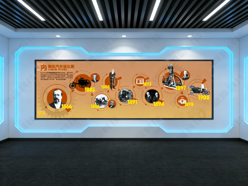 汽车发展史互动展示系统-大屏历史时间轴软件-展厅互动展示软件
